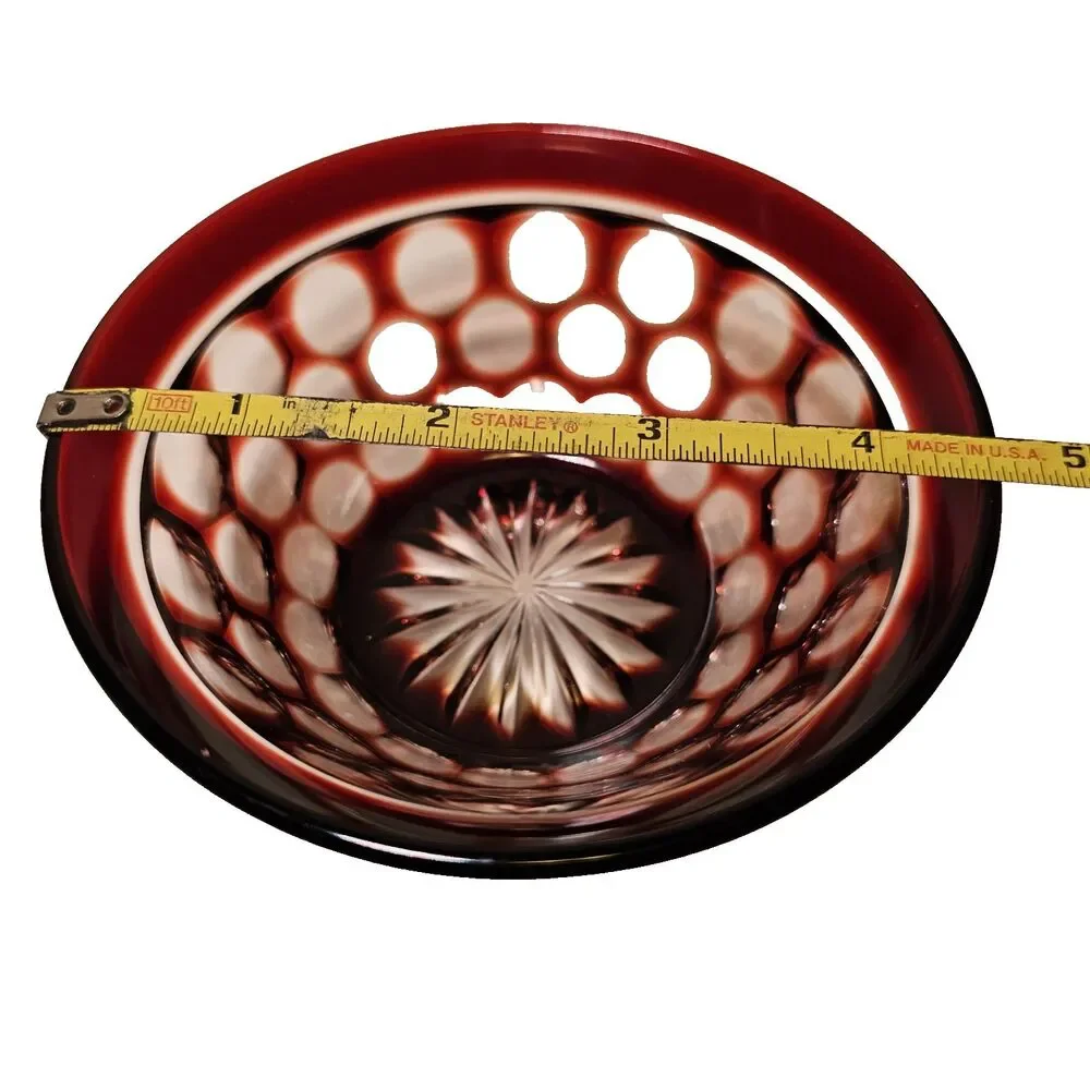 Ruby cut to clear small round crystal bowl